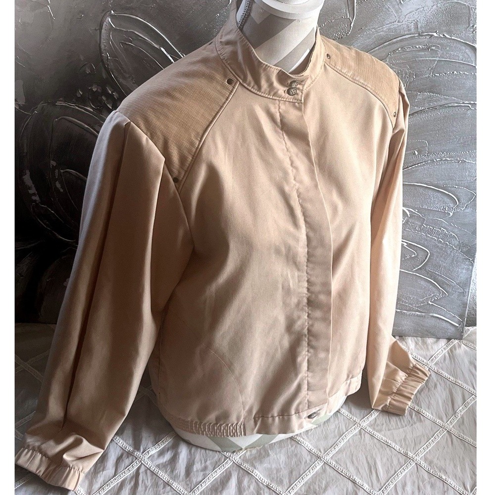 Vintage White Stag Lightweight Tan Bomber Jacket -Corduroy Shoulders -Size M